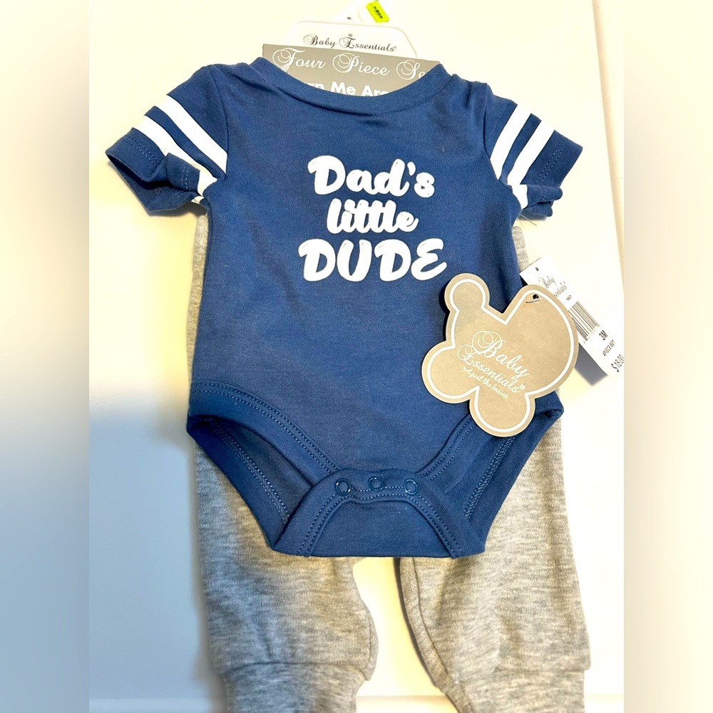 NEW Daddy's Little Dude Baby onesie pants socks hat set - 3 months
